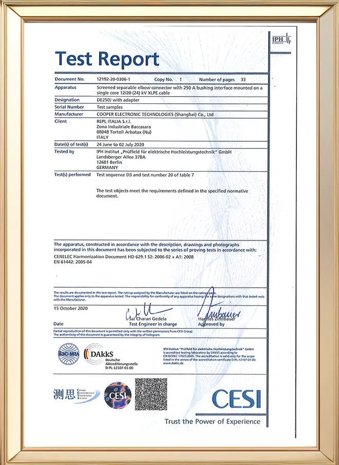 International certification 8